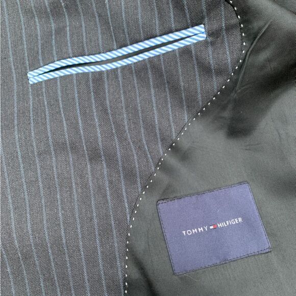 Tommy 100% Wool Pinstriped Two Button Blazer Suit Sport Coat Men’s size L 42 - Picture 11 of 15